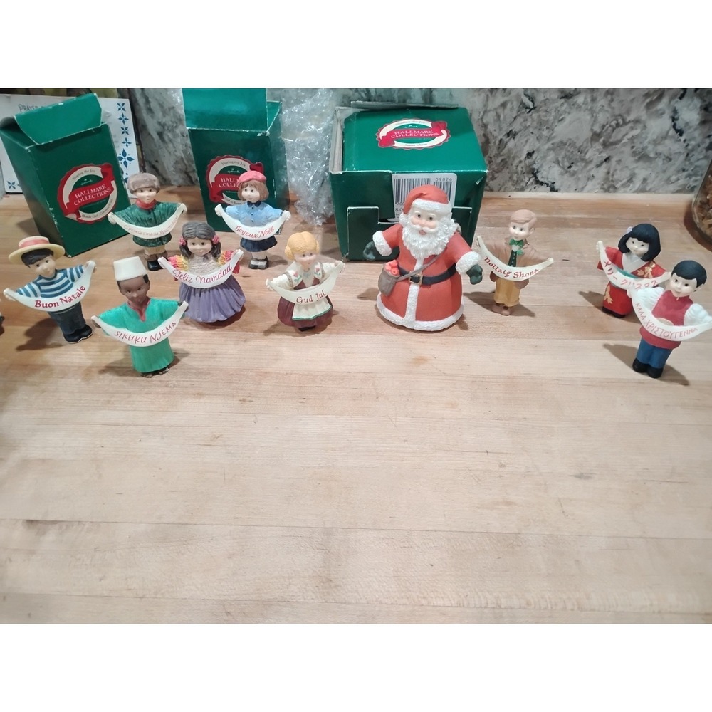 Vintage 90s Hallmark Sharing The Joy Christmas Figurines Lot Of 11 Santa Global